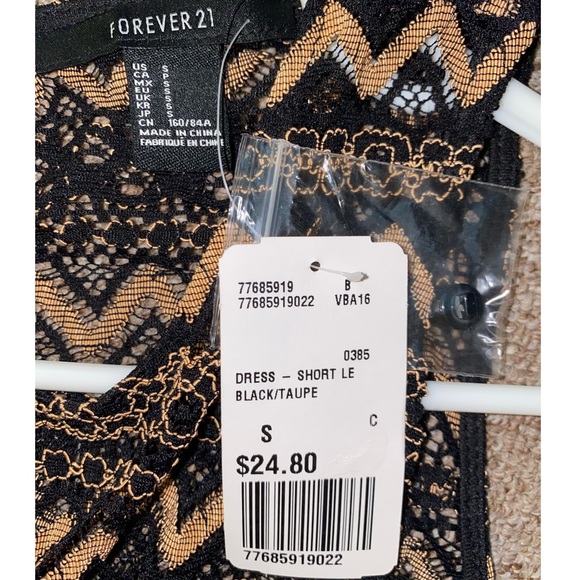 NEW BLACK AND TAUPE ZIG ZAG DRESS - Picture 3 of 3